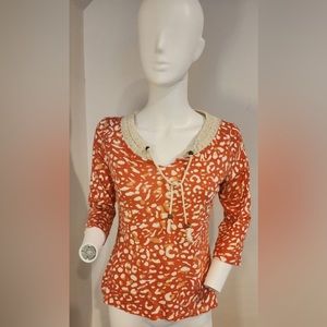 Merona Shirt Size XS Coral and White
